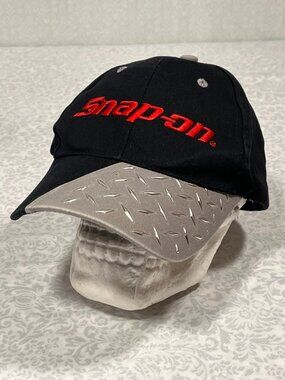 National Premium Snap-on Embroidered Black Adjustable Hat Cap Diamond Plate